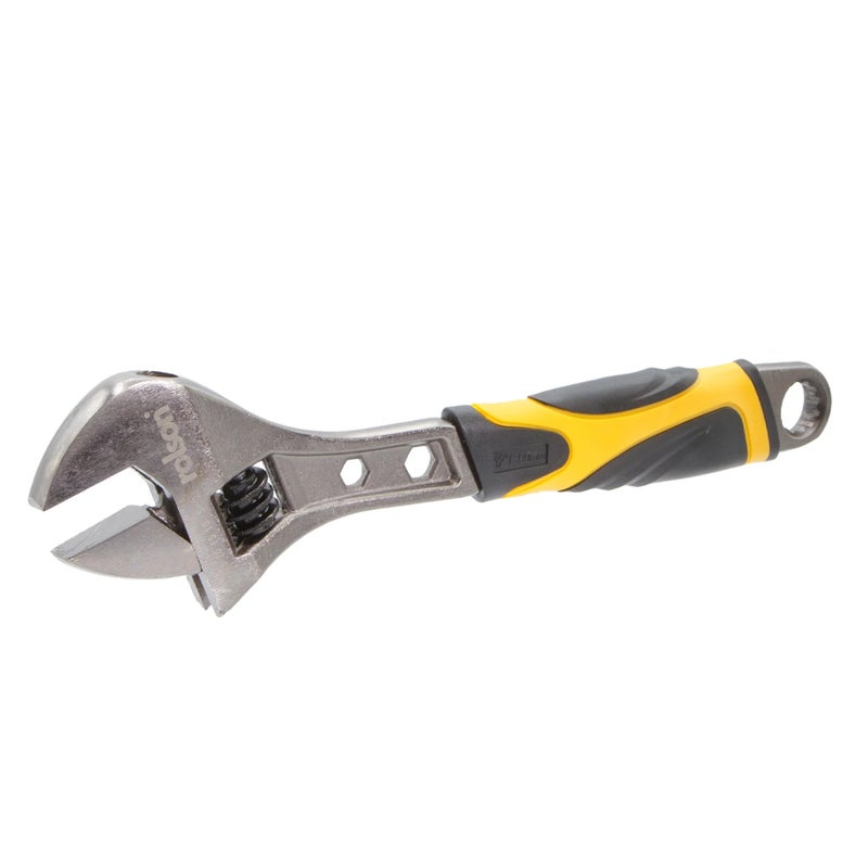 Rolson 19023 300mm Adjustable Wrench - Black Nickel Finish, Heat-Treated Carbon Steel Spanner with Metric Scale & Soft Grip Handle
