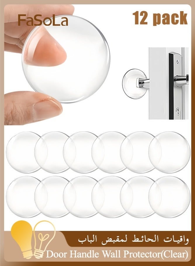 Forest Home Clear Door Handle Wall Protector 12 Pack Self Adhesive Reusable Wall Bumper Shield to Prevent Noise and Wall Damage for Home and Office Use - Image 1