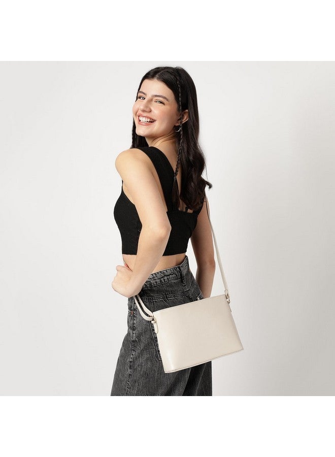 Fastrack Women and Girls Solid Casual Sling Bag , And With Adjustable Sling Strap, Beige - Image 2
