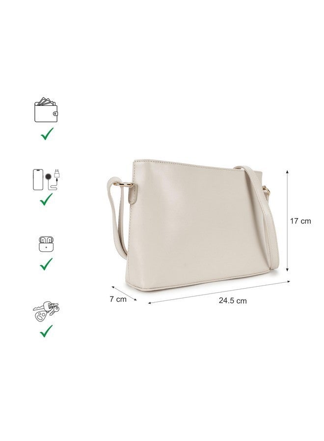 Fastrack Women and Girls Solid Casual Sling Bag , And With Adjustable Sling Strap, Beige - Image 4