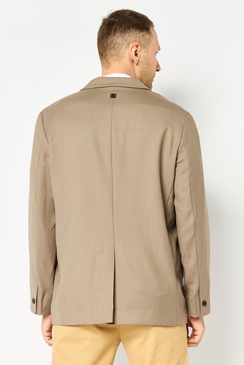 SELECTED Men Regular Fit Solid Semi Formal Blazer, Tan - Image 4