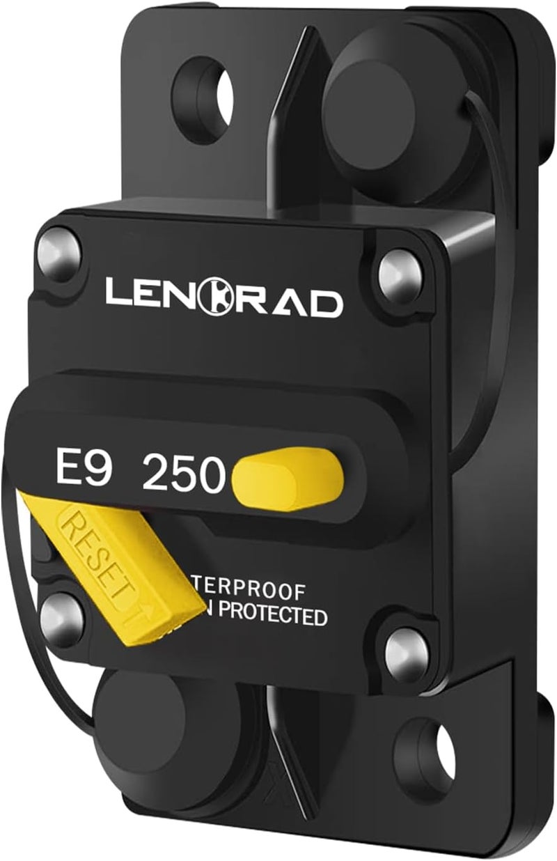 LENKRAD 250 Amp Marine Circuit Breaker Resettable 250A with Manual Reset Switch Button for Boat, Trolling, RV, Yacht, 12V - 48V DC, Waterproof, Surface Mount (250 amp Boat Circuit Breaker) - Image 1