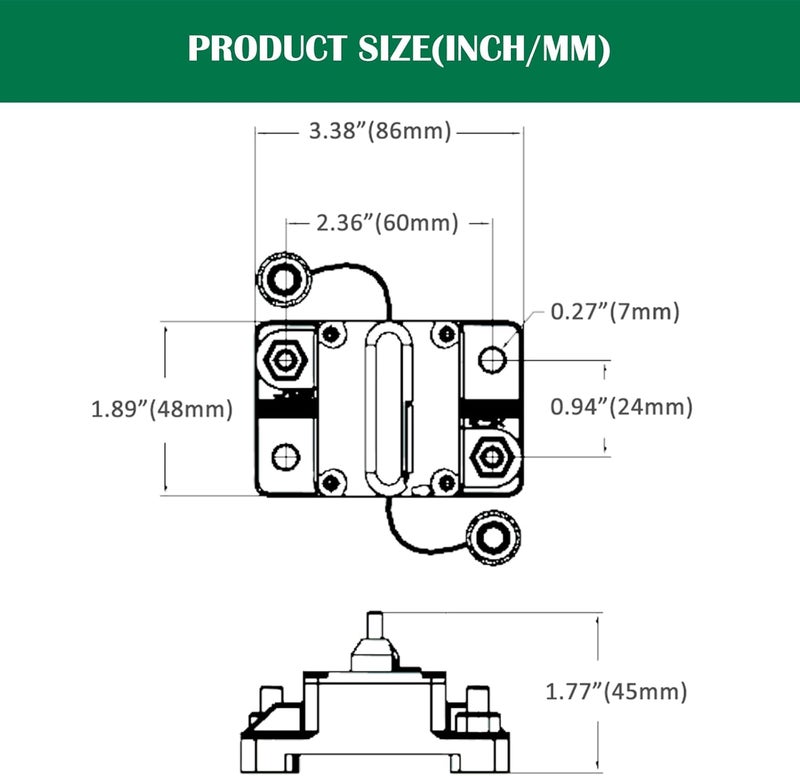 LENKRAD 250 Amp Marine Circuit Breaker Resettable 250A with Manual Reset Switch Button for Boat, Trolling, RV, Yacht, 12V - 48V DC, Waterproof, Surface Mount (250 amp Boat Circuit Breaker) - Image 4