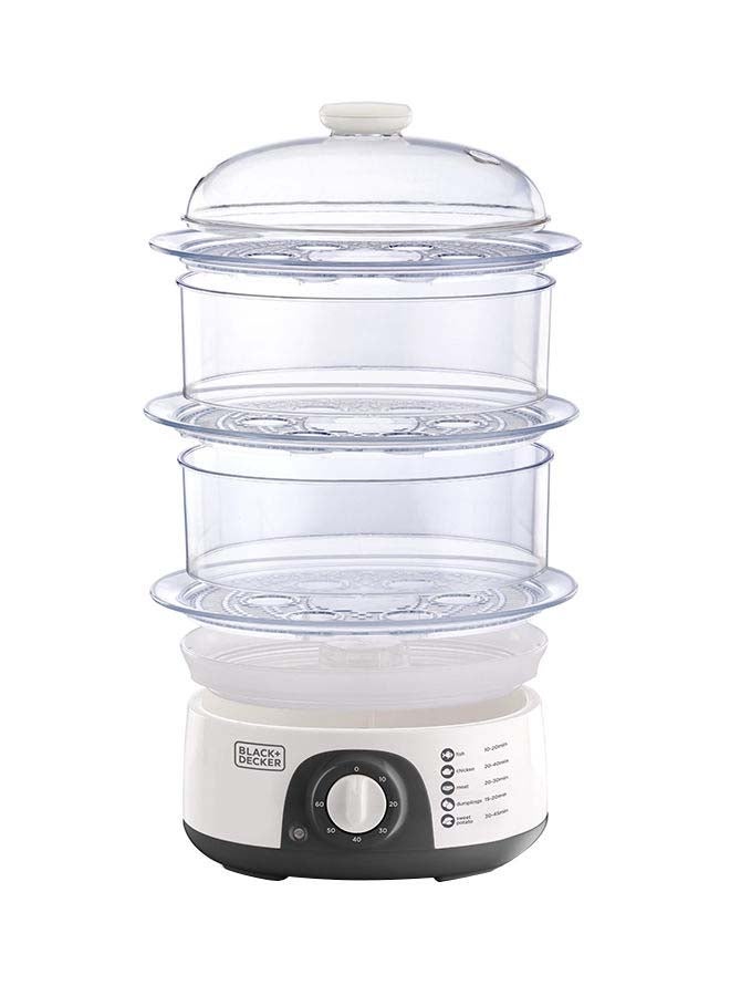 BLACK+DECKER Food Steamer, 3-Tier Detachable Design, Timer Control, Quick & Easy Meal Prep, Dishwasher Safe, Lightweight 1.98 Kg, 220-240V, Efficient and Compact, 775 W HS6000-B5 White - Image 4