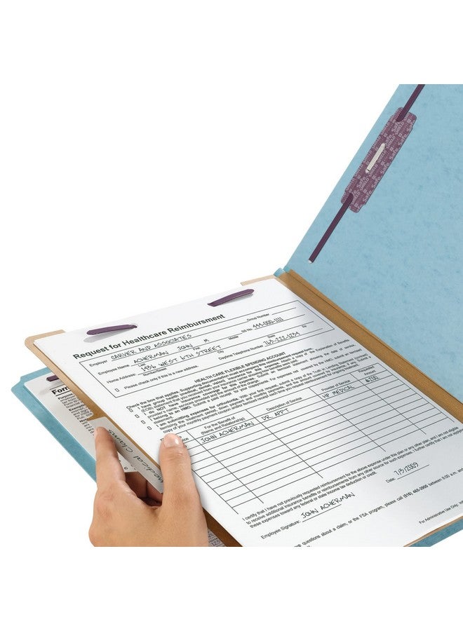 Smead 100% Recycled Pressboard Classification File Folder, 1 Divider, 2" Expansion, Letter Size, Blue, 10 Per Box (13721) - Image 4