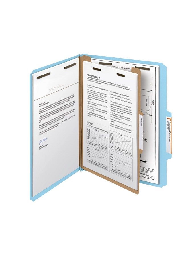 Smead 100% Recycled Pressboard Classification File Folder, 1 Divider, 2" Expansion, Letter Size, Blue, 10 Per Box (13721) - Image 3