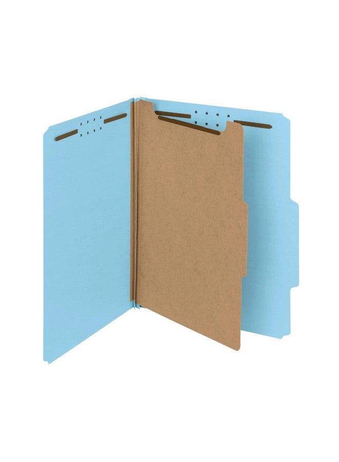 Smead 100% Recycled Pressboard Classification File Folder, 1 Divider, 2" Expansion, Letter Size, Blue, 10 Per Box (13721) - Image 1