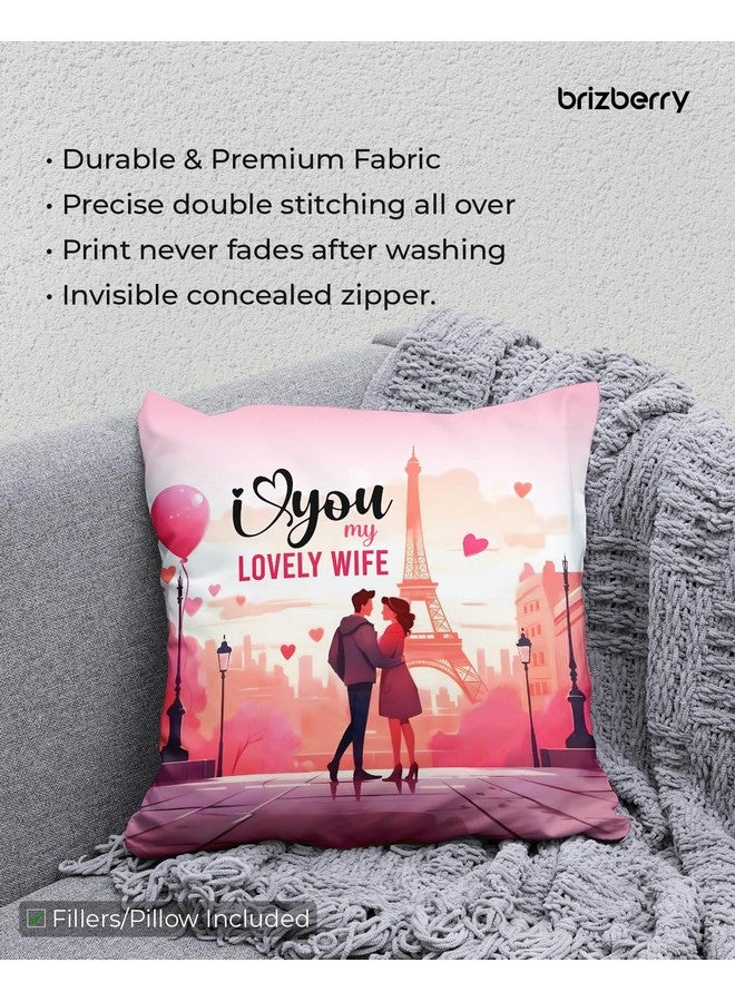 Brizberry® Pillow Cushion Gift for Valentine's Day Anniversary Engagement Birthday Wife Husband Love Romantic Couple Gift with Cushion Filler (16 inch x 16 inch) (Design 28) - Image 5