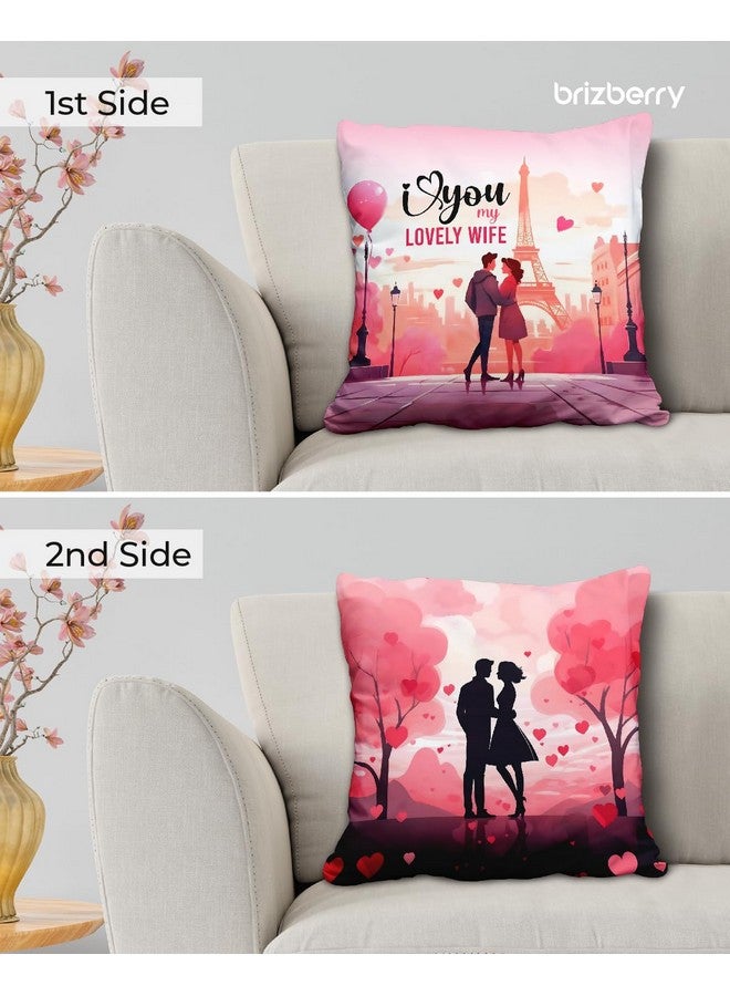 Brizberry® Pillow Cushion Gift for Valentine's Day Anniversary Engagement Birthday Wife Husband Love Romantic Couple Gift with Cushion Filler (16 inch x 16 inch) (Design 28) - Image 2