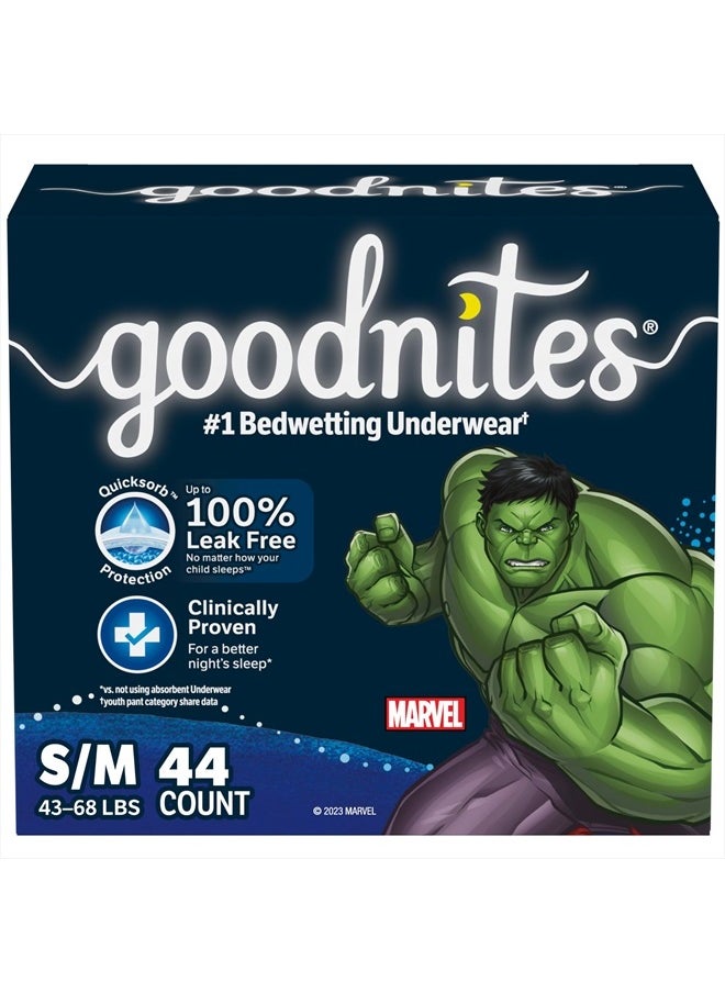 GoodNites - Goodnites Boys' Nighttime Bedwetting Underwear, Size S/M (43-68 lbs), 44 Ct (2 Packs of 22), Packaging May Vary - Image 1