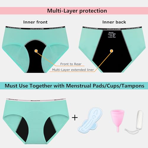 Mesachy Girls Period Underwear Period Panties for Teens Menstrual Leakproof Protective Cotton Briefs - Image 2