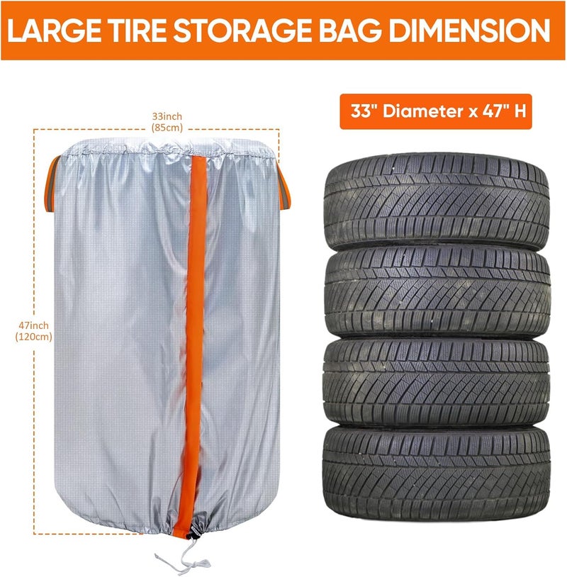 Neverland Large Tire Storage Cover, Seasonal Tire Covers for Storage Tire Storage Bag Tire Stack Covers Tire Bags for Set of 4 with Reflective Handle, Waterproof Dust-Proof（Fit 30 Inch Tire Diameter） - Image 2