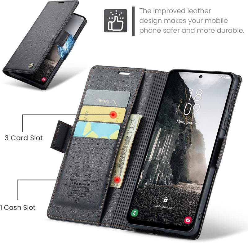 Rerzoiro Case for Samsung Galaxy A36 5G Case, Cover Premium PU Leather [RFID Blocking] Wallet Flip Folio Case with Card Holder and Magnetic Kickstand Cover for Samsung Galaxy A36, Black - Image 3
