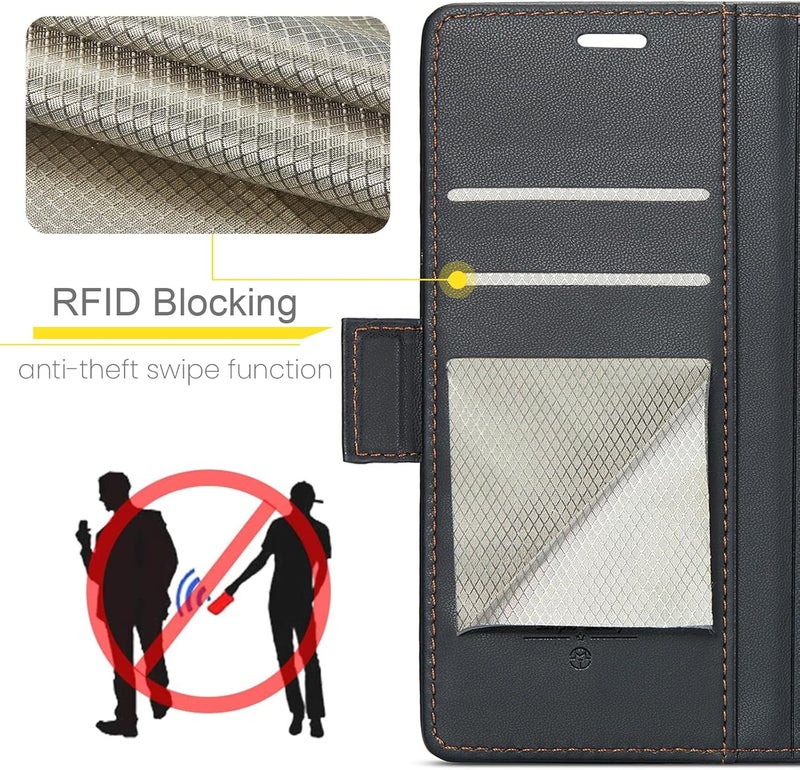 Rerzoiro Case for Samsung Galaxy A36 5G Case, Cover Premium PU Leather [RFID Blocking] Wallet Flip Folio Case with Card Holder and Magnetic Kickstand Cover for Samsung Galaxy A36, Black - Image 2