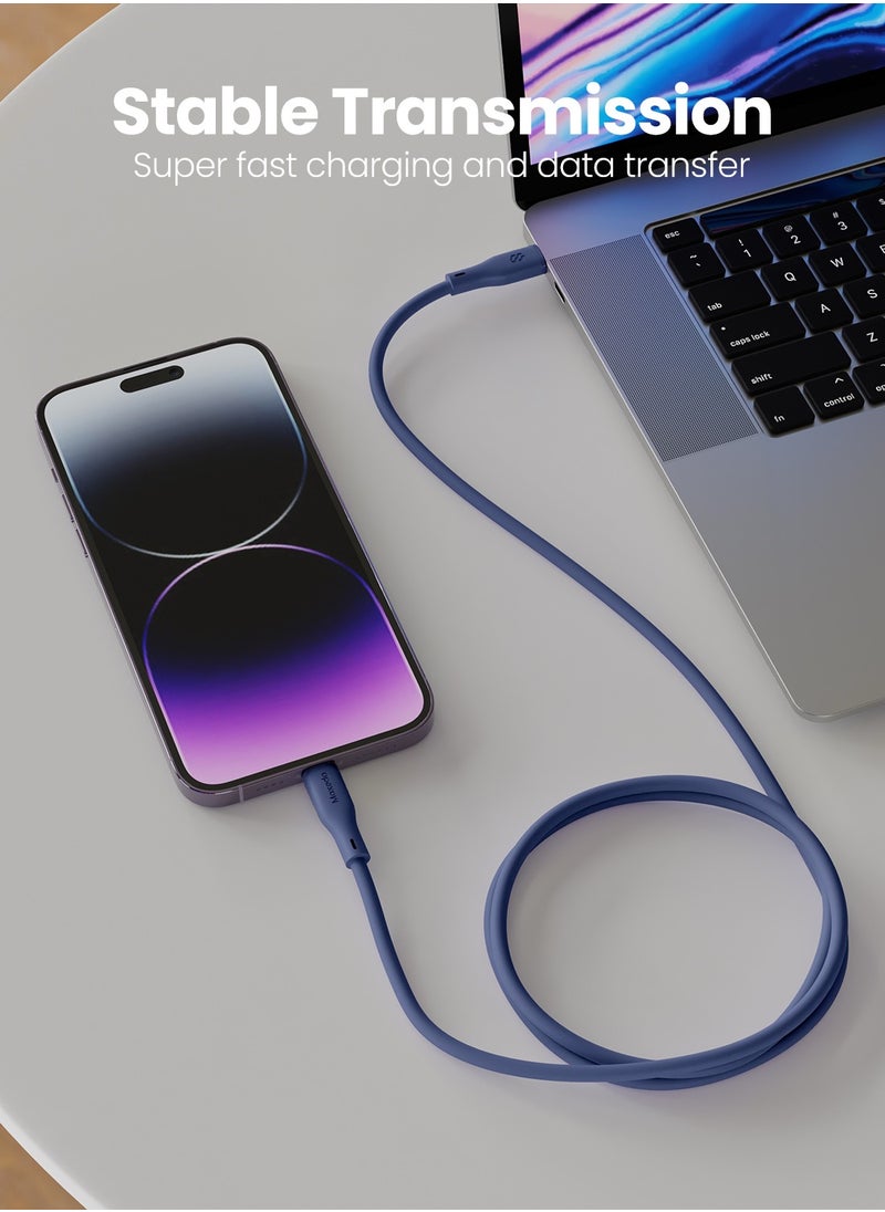 Moxedo - Moxedo CavoX Pro USB-C to Lightning Silicone Cable 27W PD Fast Charge and Data Sync Compatible for iPhone 14/13/12/11 Pro Max X/XS/XR 8 7 6s Plus SE (Blue, 1.2m) - Image 1