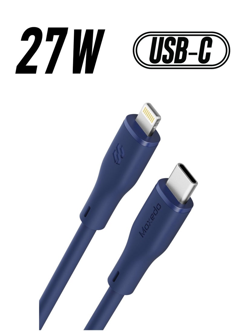 Moxedo - Moxedo CavoX Pro USB-C to Lightning Silicone Cable 27W PD Fast Charge and Data Sync Compatible for iPhone 14/13/12/11 Pro Max X/XS/XR 8 7 6s Plus SE (Blue, 1.2m) - Image 1