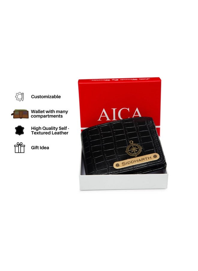 AICA Personalised Name & Charm Leather Mens Wallets (Black) |Purse for Men Wallet |Gift for Man|Customized Wallets for Men |Rakhi Raksha bandhan Gift for Brother - Image 5