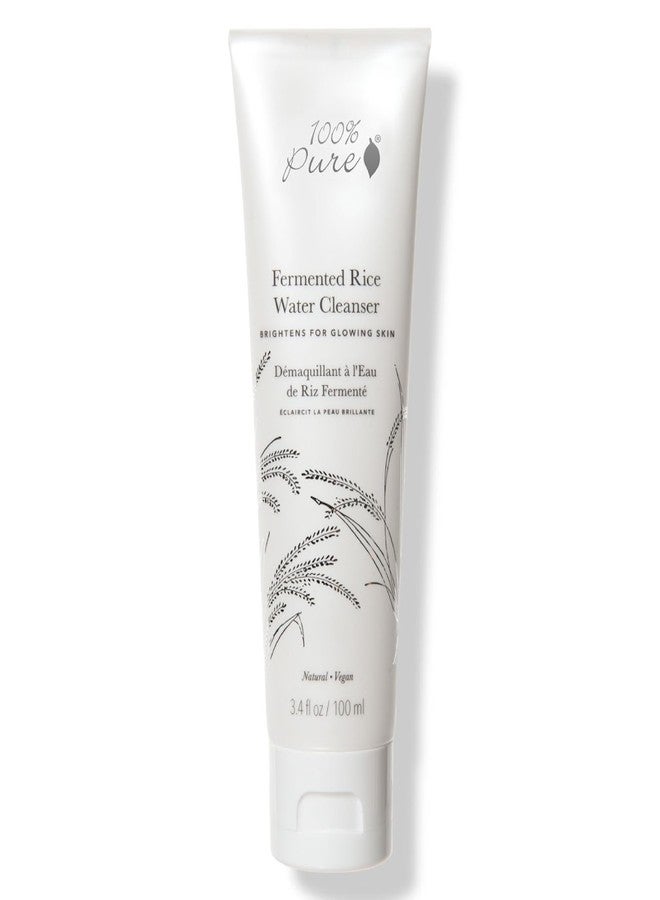 100 % Pure منظف ماء الأرز المخمر 100% نقي، غسول وجه، عناية بالبشرة لجميع أنواع البشرة، مزيل مكياج يومي، غسول وجه طبيعي لبشرة صافية - 3.4 أونصة سائلة - Image 1