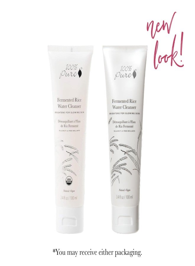 100 % Pure منظف ماء الأرز المخمر 100% نقي، غسول وجه، عناية بالبشرة لجميع أنواع البشرة، مزيل مكياج يومي، غسول وجه طبيعي لبشرة صافية - 3.4 أونصة سائلة - Image 2