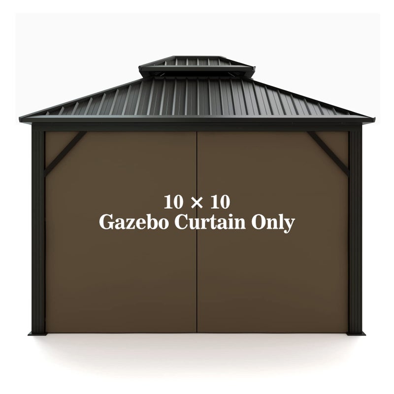 Hugline Gazebo Universal Replacement Privacy Curtain  Hugline 10 x 10 Gazebo Side Wall Outdoor Privacy Panel with Zipper Brown