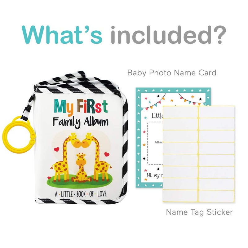 Urban Kiddy™ Baby's My First Family Album | Soft Photo Cloth Book Gift Set for Newborn Toddler & Kids (Giraffe) - Image 2