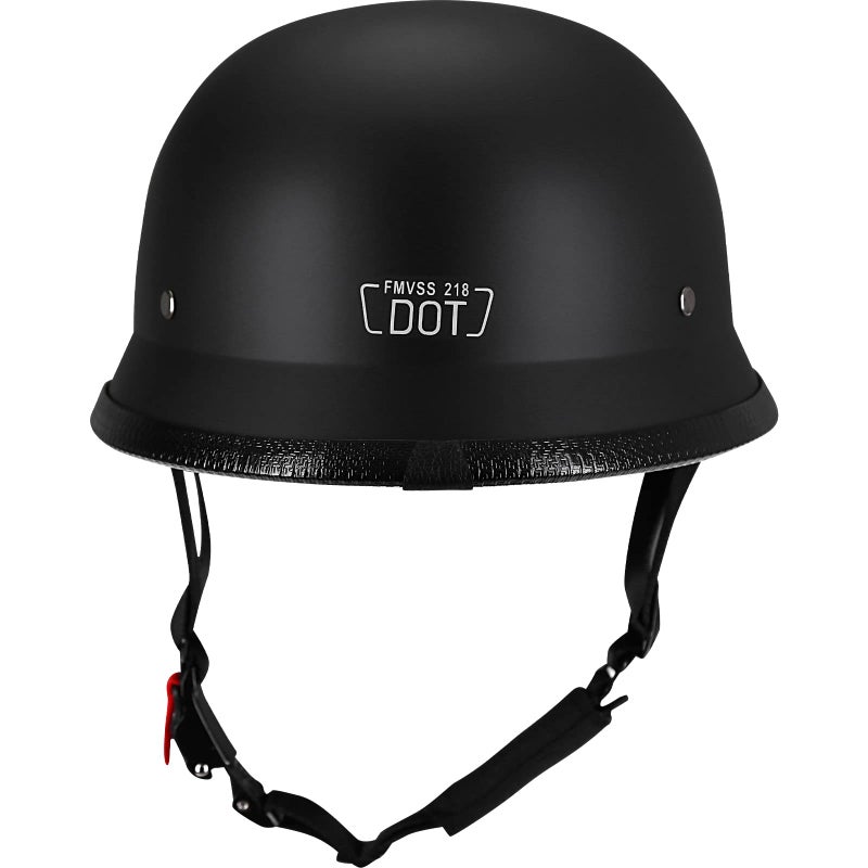Yesmotor Helmet Half Shell German Motorcycle Helmet With Cycling Glasses - Dot Approved (Xx-Large  Matte Black & Black) - Image 3