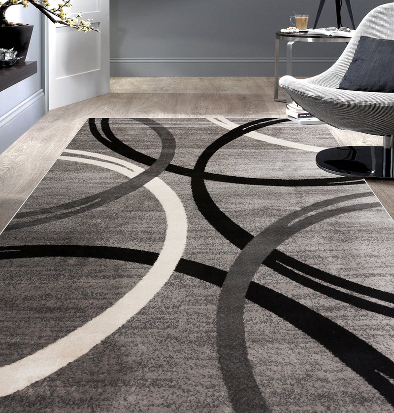 Rugshop Rugshop Modern Wavy Circles Design Area Rug 66 x 9 Gray 