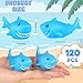Mototo 120 Pieces Rubber Shark Toys Bulk Cute Bath Squishy Toys Small Swimming Bathtub Pool Kids Play for Shark Week Themed Box Goodie Bags Treasure Hunt Carnival Cruise Birthday Party Favor Blue - Image 4