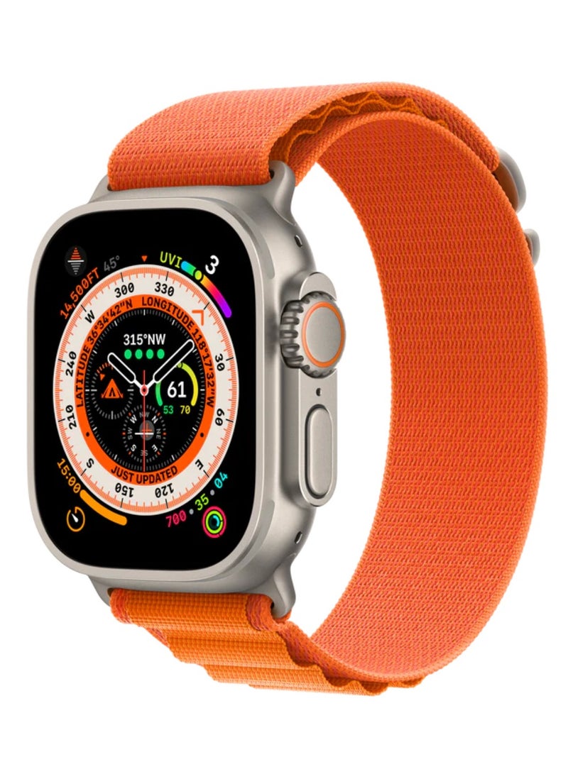 Watch Alpine Loop Band Compatible with Apple Watch 42mm 44mm 45mm 46mm 49mm, Soft Woven Sport Strap, Adjustable Replacement Wristband for Apple Watch Series Ultra / SE / Series 1/2/3/4/5/6/7/8/9/10/11- Orange - Image 1