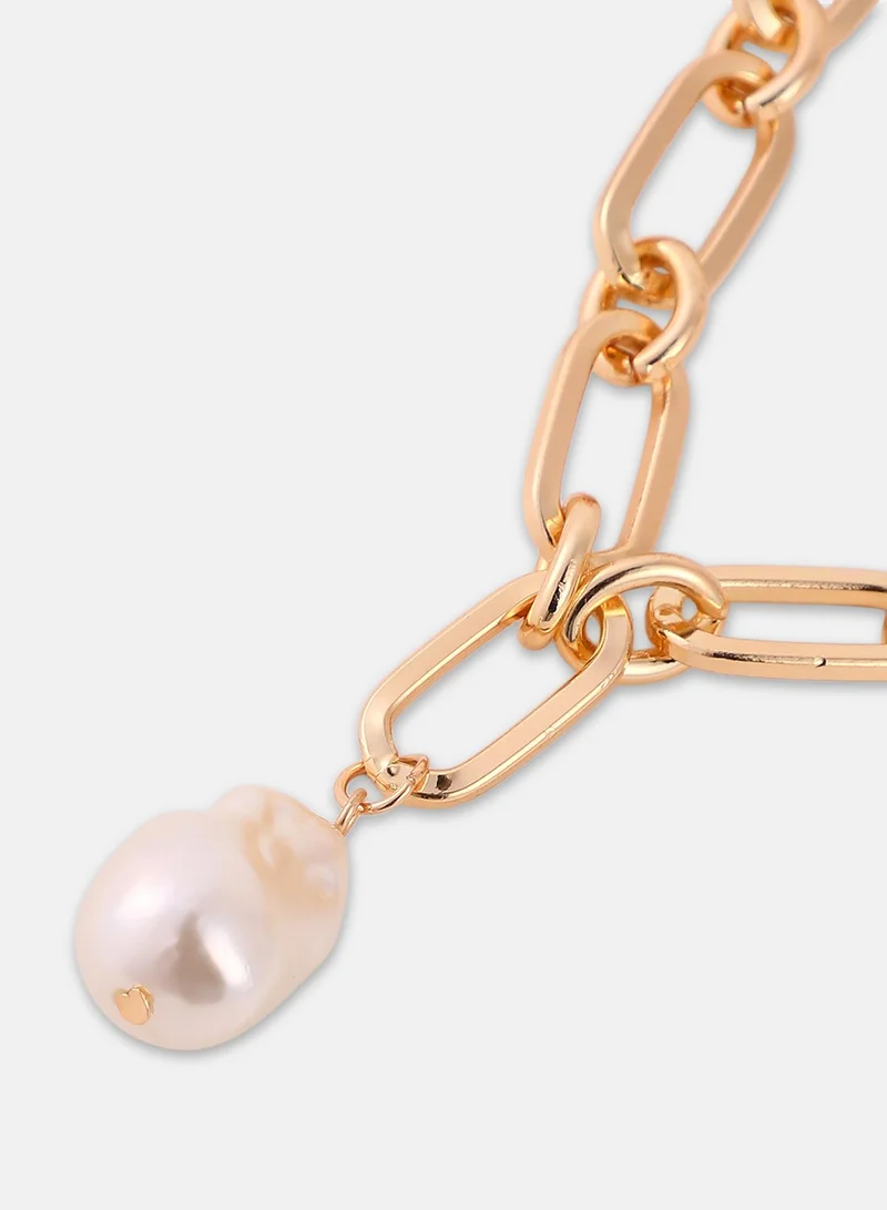 Sohi  Baroque Pearl Chain Necklace for Women | Best Price UAE