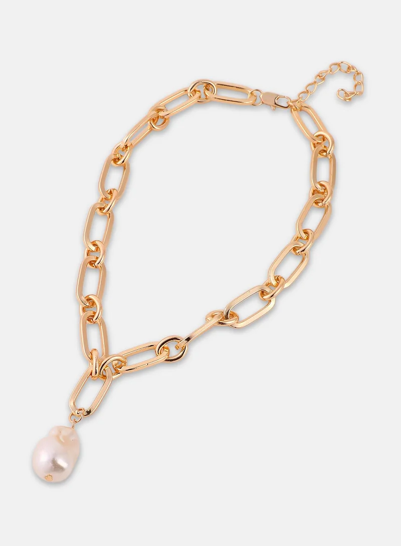 Sohi  Baroque Pearl Chain Necklace for Women | Best Price UAE