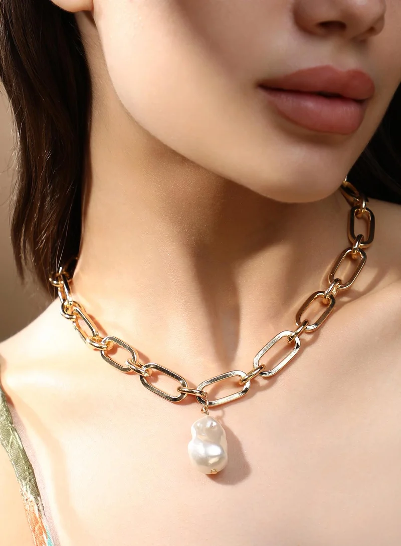 Sohi  Baroque Pearl Chain Necklace for Women | Best Price UAE