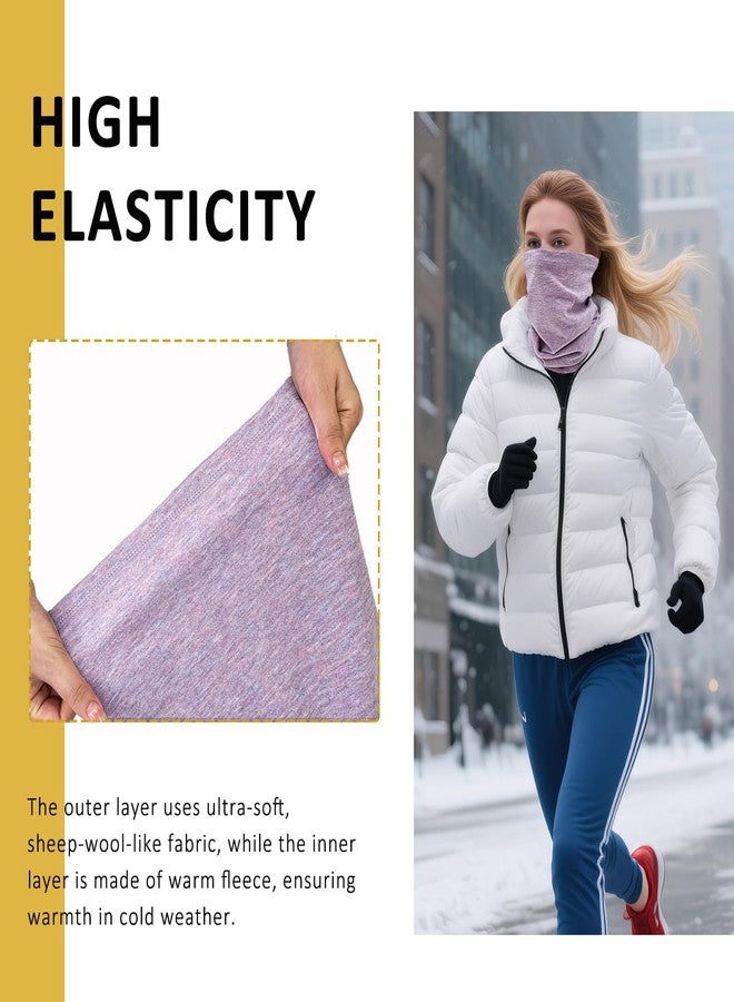 woogwin 2 Pack Winter Neck Gaiter Warmer for Women Men Soft Fleece Neck Warmers Windproof Warm Face Cover Mask Scarf for Cold Weather Skiing Cycling(Black+Purple) - Image 4