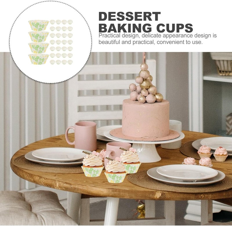 BESTonZON 100pcs Leaf Pattern Paper Muffin Liners Large Decorative Cupcake Liners Oil-proof Baking Cups for Muffin and Cake Baking - Image 3
