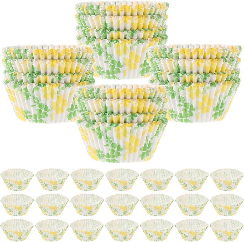 BESTonZON 100pcs Leaf Pattern Paper Muffin Liners Large Decorative Cupcake Liners Oil-proof Baking Cups for Muffin and Cake Baking - Image 1