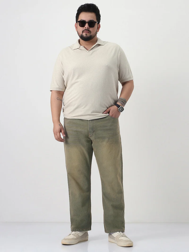 Urbano Fashion  Urbano Plus Men's Grey Straight Fit Heavy Washed Jeans Stretchable  | Best Price UAE