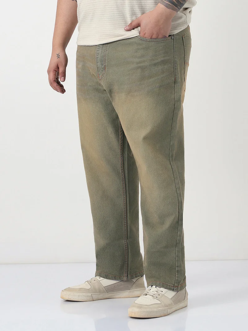 Urbano Fashion  Urbano Plus Men's Grey Straight Fit Heavy Washed Jeans Stretchable  | Best Price UAE