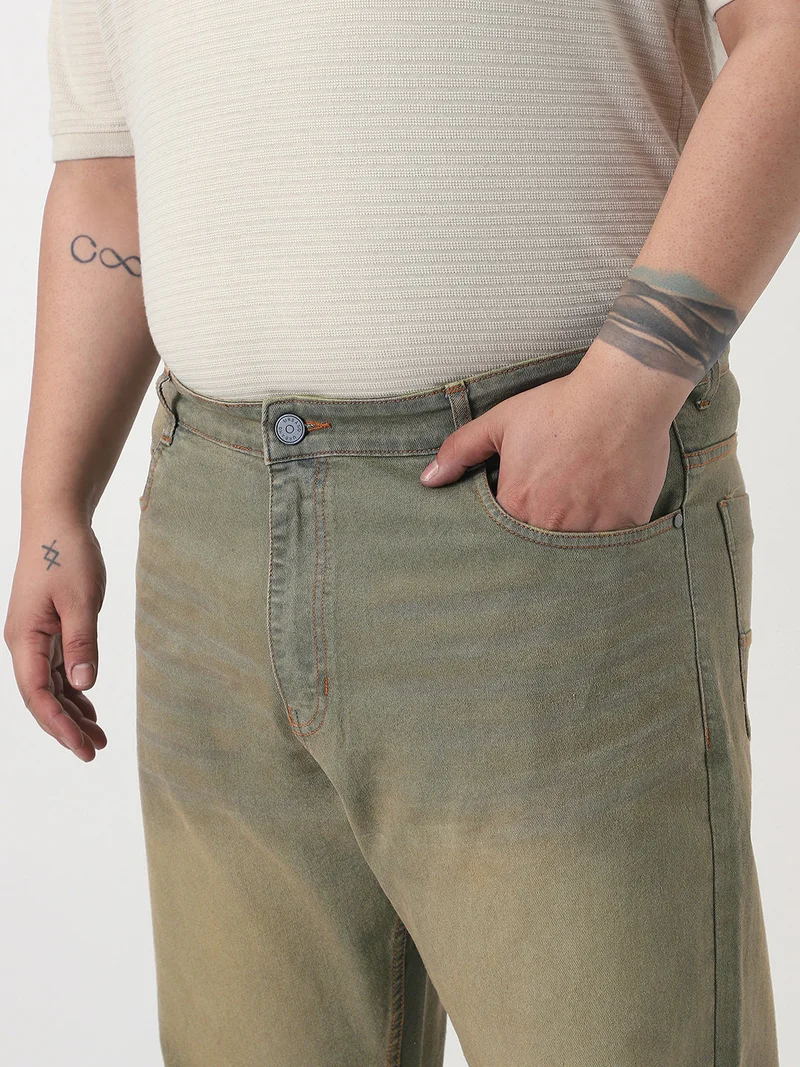 Urbano Fashion  Urbano Plus Men's Grey Straight Fit Heavy Washed Jeans Stretchable  | Best Price UAE