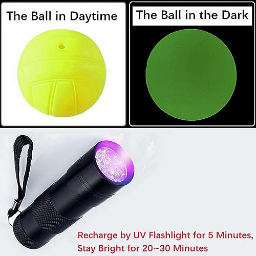 Aolowewin Spike Replacement Balls 3-Pack with UV Flashlight, Glow in The Dark Balls, Roundnet Game Ball, Lawn Beach Water Pool, Yard Pong Bucket Toss Game Ball - Play at Night, Light 20-30 Minutes - Image 3
