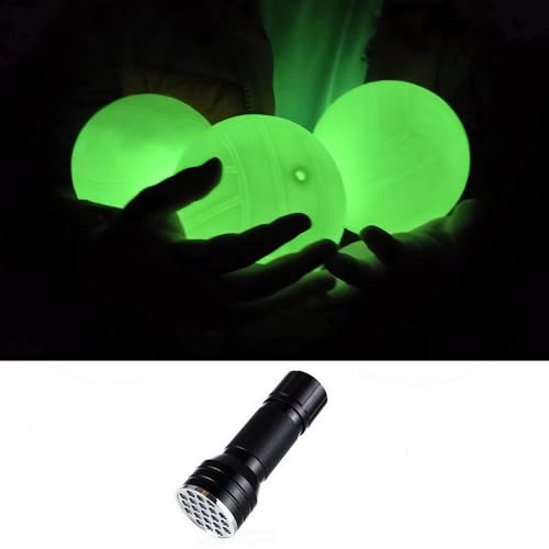 Aolowewin Spike Replacement Balls 3-Pack with UV Flashlight, Glow in The Dark Balls, Roundnet Game Ball, Lawn Beach Water Pool, Yard Pong Bucket Toss Game Ball - Play at Night, Light 20-30 Minutes - Image 1