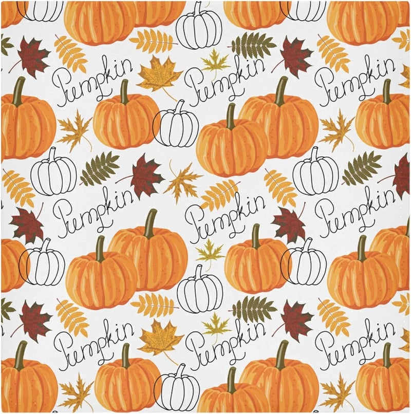senya Thanksgiving Day Cloth Napkin Pumpkin Leaf Fall Autumn Thanksgiving Cloth Napkin Set of 6 Washable Reusable Polyester Table Napkins for Family Dinner Party Holiday - Image 2