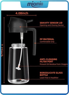 Miamia 16oz Oil Dispenser Bottle for Kitchen , 2 in 1 Olive Oil Dispenser and Oil Sprayer , 470ml Olive Oil Bottle , Oil Sprayer for Cooking, Kitchen, Salad, Barbecue (Black)  - Image 3