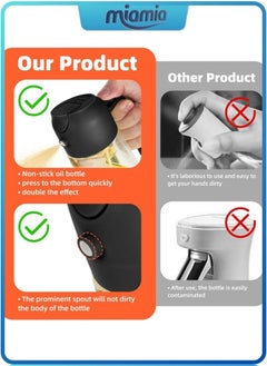 Miamia 16oz Oil Dispenser Bottle for Kitchen , 2 in 1 Olive Oil Dispenser and Oil Sprayer , 470ml Olive Oil Bottle , Oil Sprayer for Cooking, Kitchen, Salad, Barbecue (Black)  - Image 5