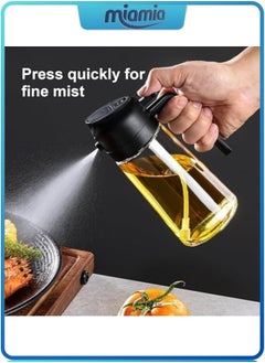 Miamia 16oz Oil Dispenser Bottle for Kitchen , 2 in 1 Olive Oil Dispenser and Oil Sprayer , 470ml Olive Oil Bottle , Oil Sprayer for Cooking, Kitchen, Salad, Barbecue (Black)  - Image 2