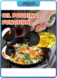 Miamia 16oz Oil Dispenser Bottle for Kitchen , 2 in 1 Olive Oil Dispenser and Oil Sprayer , 470ml Olive Oil Bottle , Oil Sprayer for Cooking, Kitchen, Salad, Barbecue (Black)  - Image 4