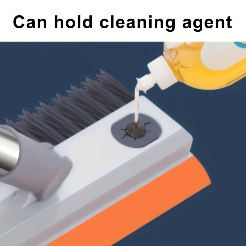 Wazdorf 3 in 1 Toilet Bathroom Cleaning Brush with Wiper and Long Handle - 180° Rotate Floor Scrub Brush for Tiles, Home Kitchen Bathroom Accessories (Orange) - Image 2