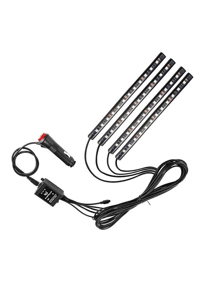 Car LED Strip Light, 4 Pieces DC 12V 72 LED Multicolor Car Interior Music Light LED Underdash Lighting Kit with Sound Active Function and Wireless Remote Control Including Car Charger - Image 5