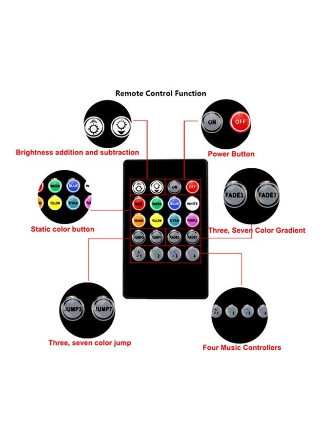 Car LED Strip Light, 4 Pieces DC 12V 72 LED Multicolor Car Interior Music Light LED Underdash Lighting Kit with Sound Active Function and Wireless Remote Control Including Car Charger - Image 3