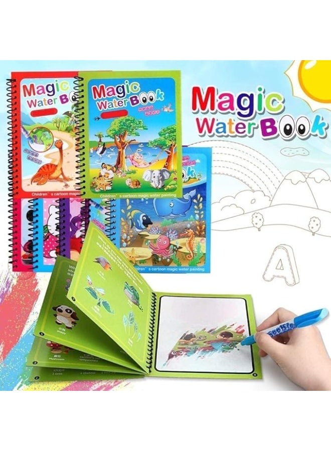 ماجيك 4 كتب - ماجيك المياه الطلاء كتاب تلوين مع القلم للأطفال (متعدد الاشكال) ، مناسب من سم 3 سنوات كتاب مائي مع قلم - كراسة الرسم والتلوين، كتب تلوين مائية سحرية مع قلم، لعبة رسومات الشعار المبتكرة قابلة لإعادة الاستخدام، هدية للأطفال والأطفال والبنات والأولاد - الكون، الديناصورات، المحيط، الروبوت، كتب تلوين المياه المجمدة، خنزير صغير، كتاب التلوين السحري، كراس المرح للأطفال (متعدد الاشكال) - Image 4