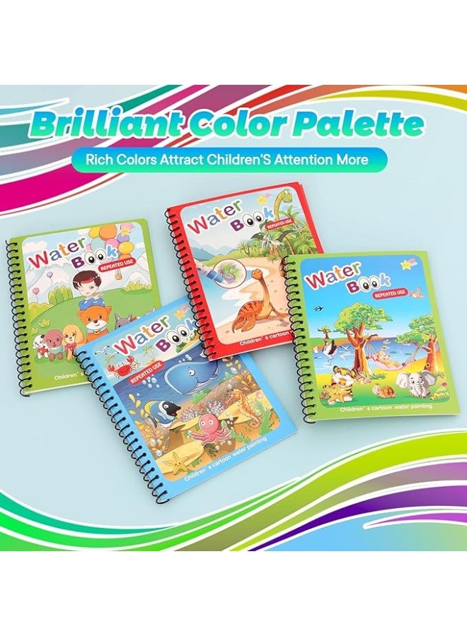 ماجيك 4 كتب - ماجيك المياه الطلاء كتاب تلوين مع القلم للأطفال (متعدد الاشكال) ، مناسب من سم 3 سنوات كتاب مائي مع قلم - كراسة الرسم والتلوين، كتب تلوين مائية سحرية مع قلم، لعبة رسومات الشعار المبتكرة قابلة لإعادة الاستخدام، هدية للأطفال والأطفال والبنات والأولاد - الكون، الديناصورات، المحيط، الروبوت، كتب تلوين المياه المجمدة، خنزير صغير، كتاب التلوين السحري، كراس المرح للأطفال (متعدد الاشكال) - Image 2